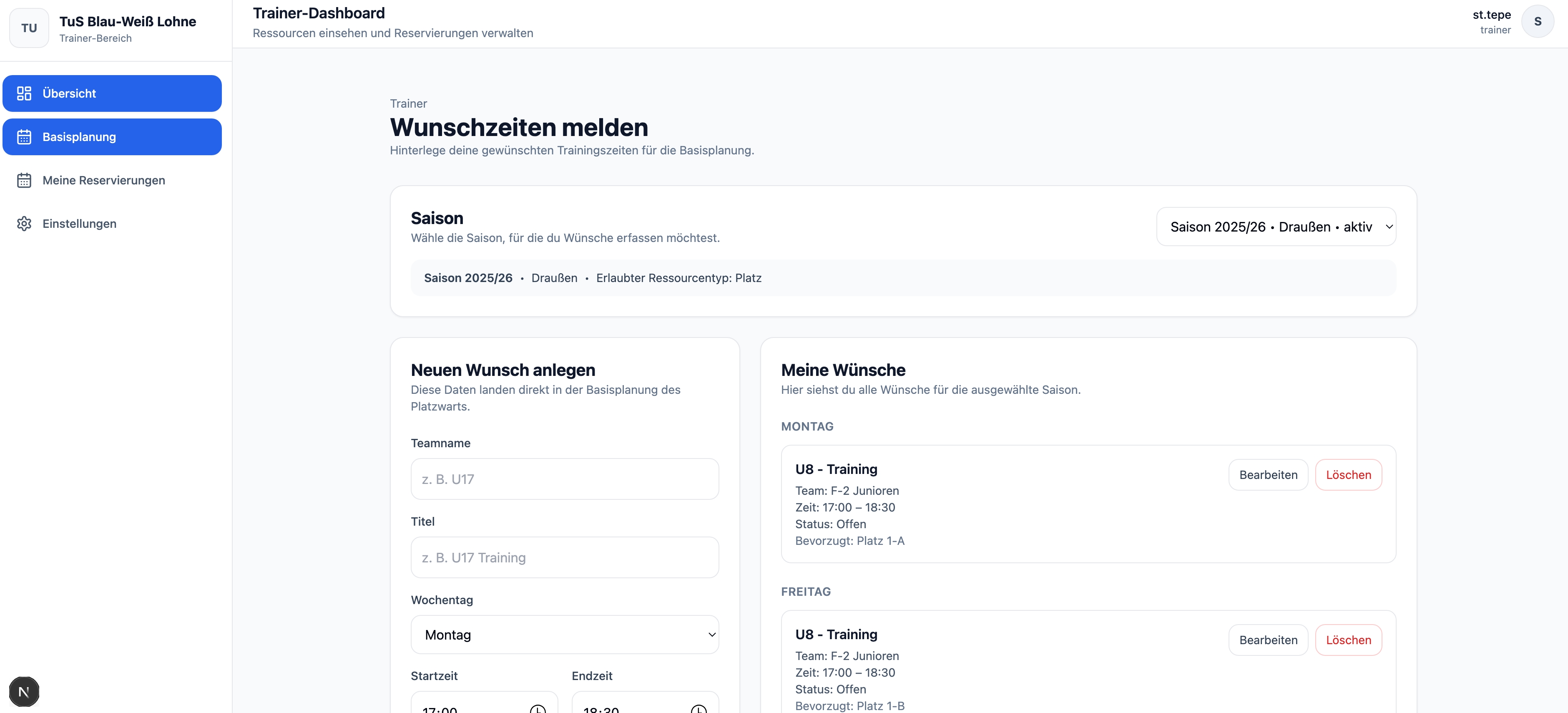 Basisplanung für Trainer