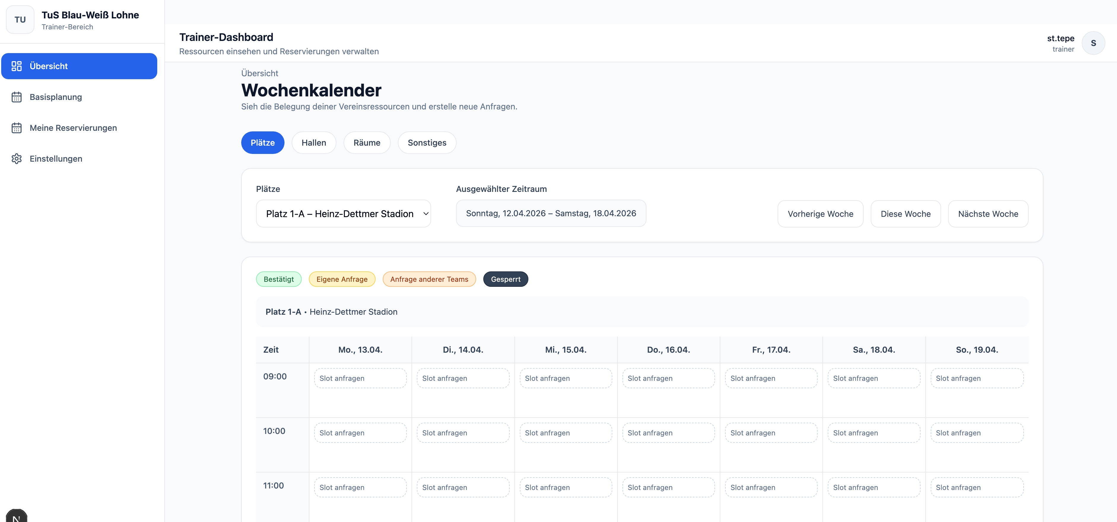 Trainer-Übersicht